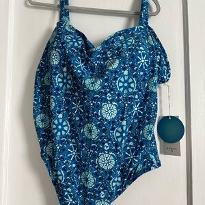 Blue Patterned Women’s One Piece Swimsuit